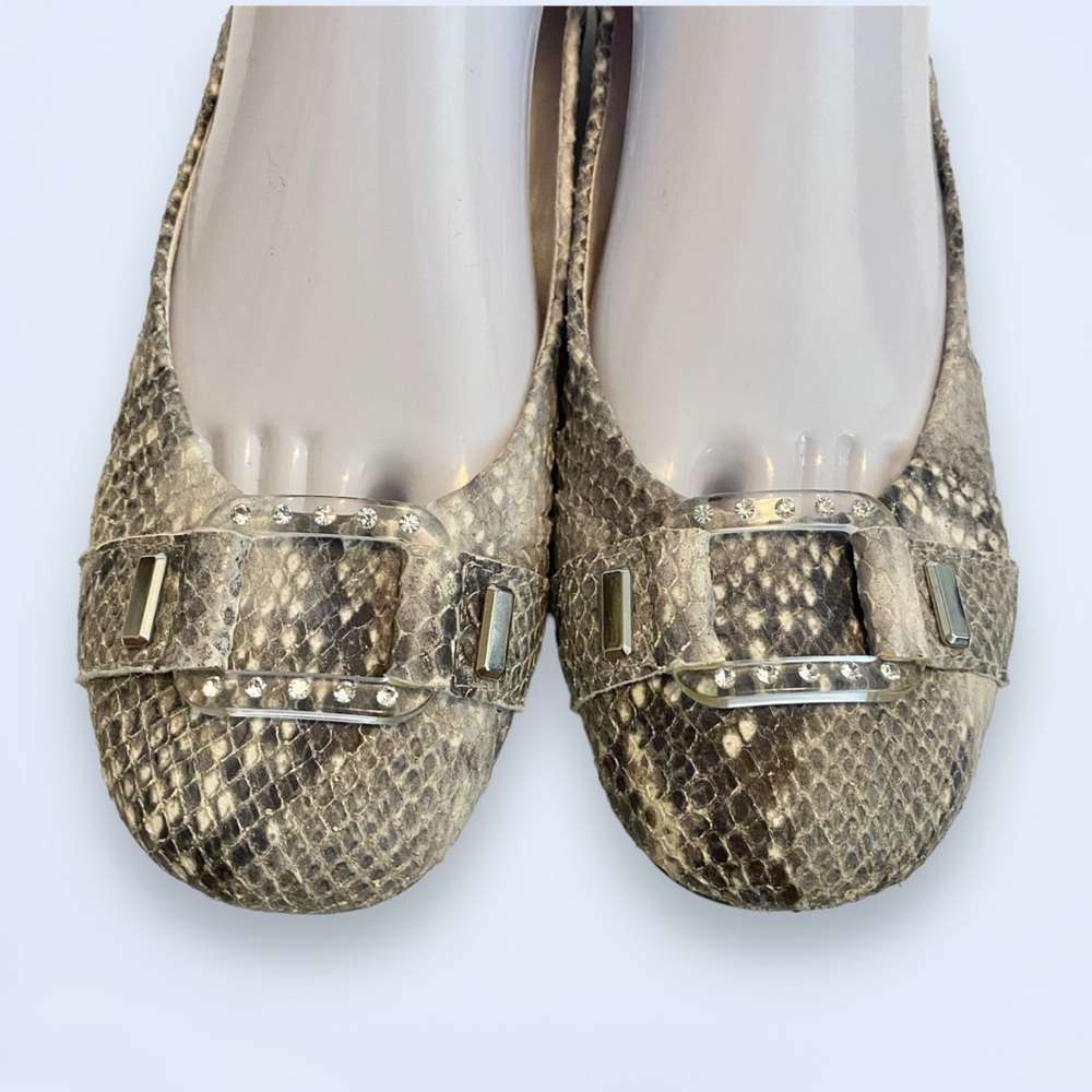 Stuart Weitzman Lucid Snakeskin Ballet Flats Pewt… - image 6